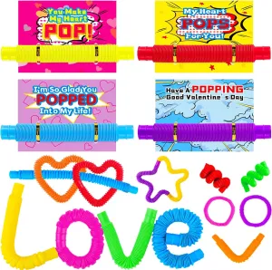 for Kids brief grade unadorned incline Classroom - 28Pack Pop Tubes with Valentines Cards for Kids Class School Exchange Fidget Sensory Toys Toddler Valentines Party Favor Stuffers Goodie Bags Prizes Boys Girl Valentines Day Gifts 