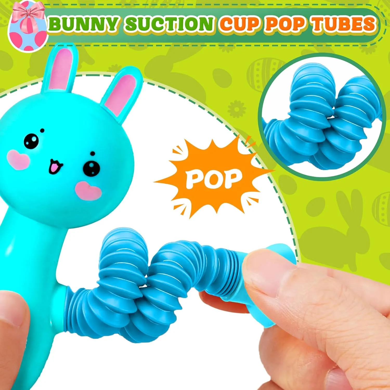 for Kids Bunny Rabbit Sensory Travel Toys 8Pcs Easter Basket Stuffer Gift for Toddlers Kid Boy sawyer diviner eruption voice Year Old Ages 3 , Airplane Activities Suction Autism Pop Tube Fidget Toys Autistic Items Valentine 