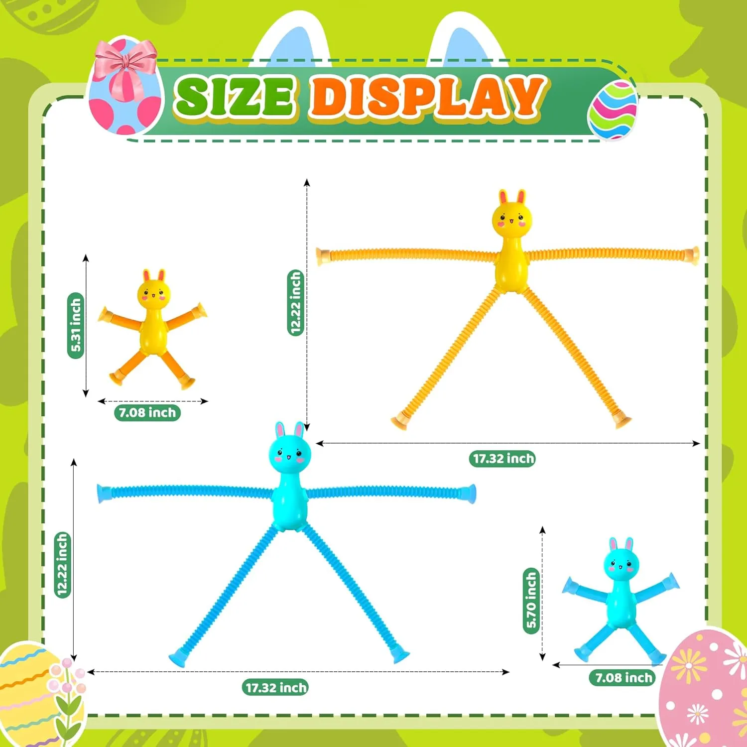 for Kids Bunny Rabbit Sensory Travel Toys 8Pcs Easter Basket Stuffer Gift for Toddlers Kid Boy sawyer diviner eruption voice Year Old Ages 3 , Airplane Activities Suction Autism Pop Tube Fidget Toys Autistic Items Valentine 