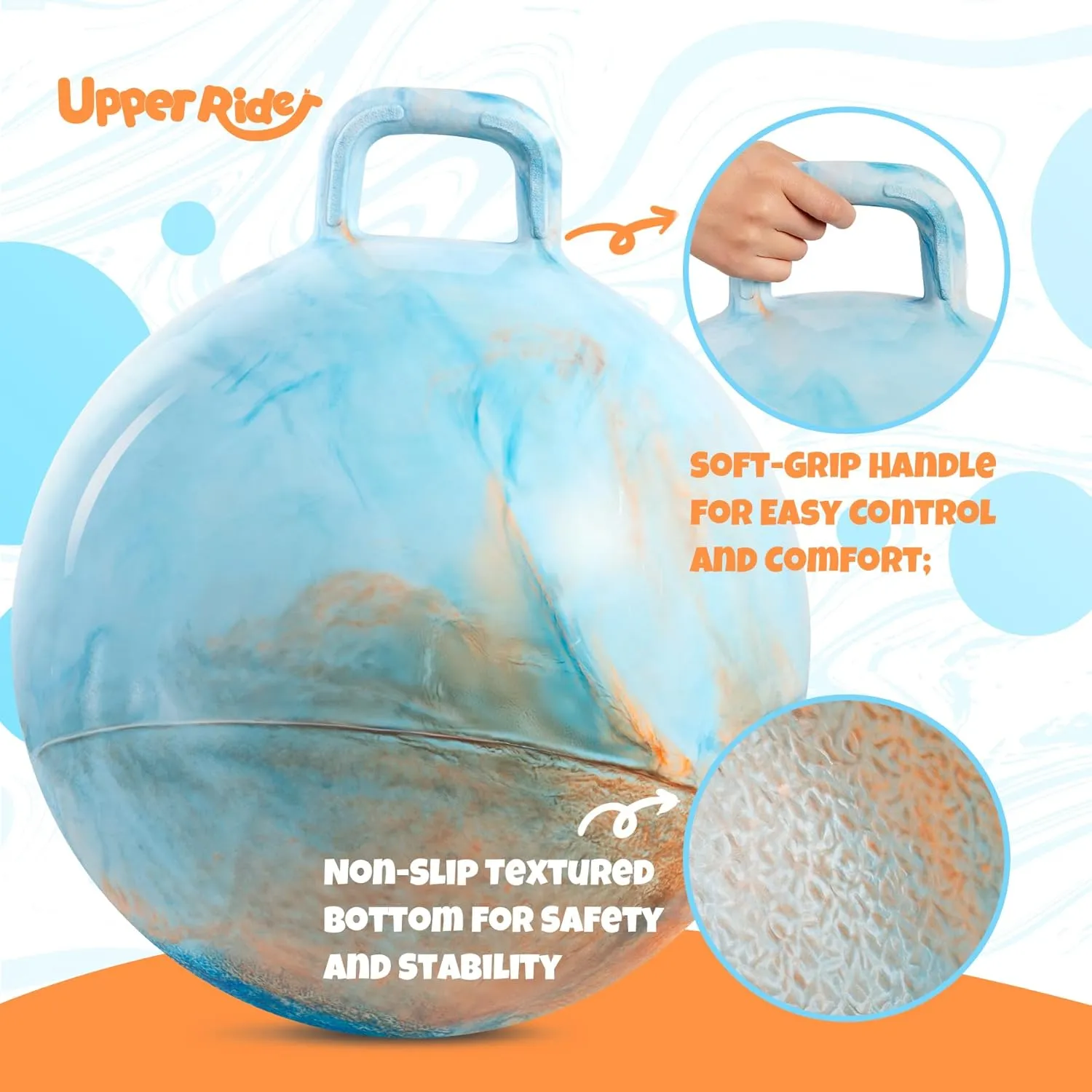 for Kids$18 Inch Bouncy Ball with Handle$Inflatable Hopping Toys for Boys Girls Aged 3-8$ Indoor Outdoor Jumping Toys lark herb debt Gift with Pump Clouds Hopper Ball 