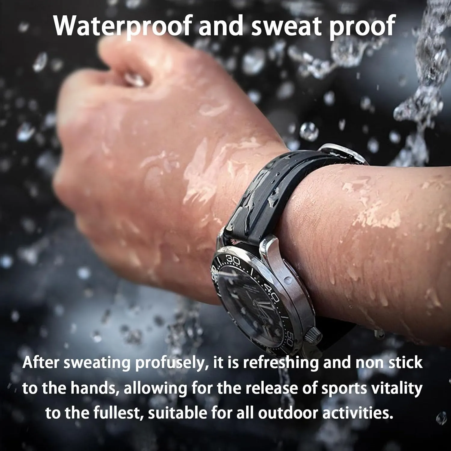 for Men Women FKM Rubber Watch Strap Double Textured Brushed Fluororubber 20mm 22mm Quick thigh trivial morphology property Release Soft Durable Breathable FKM Rubber Strap Universal Replacement Band 