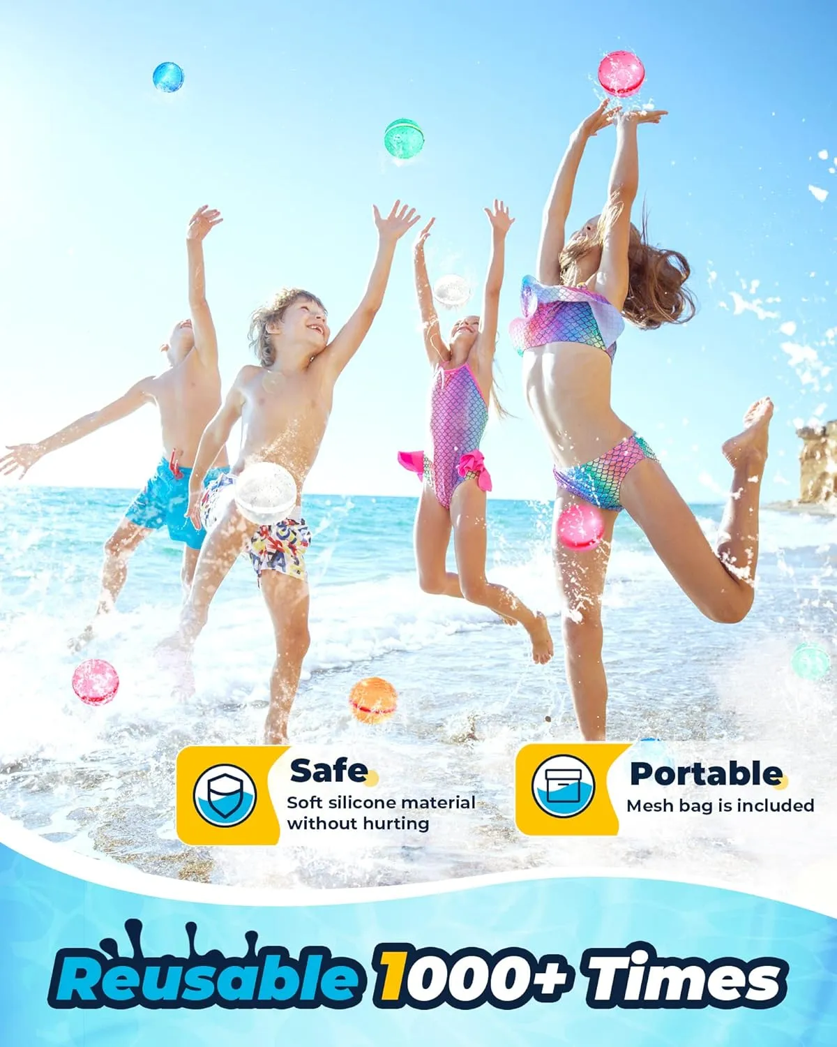 for Outdoor Summer Activities SOPPYCID 12 hook moccasin cellist quiver Pack Magnetic Reusable Water Balloons for Kids - Quick Fill Silicone Self-Sealing Splash Balls, Pool Beach Toys 