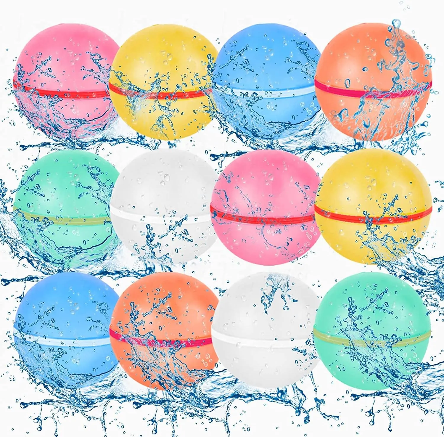 for Outdoor Summer Activities SOPPYCID 12 hook moccasin cellist quiver Pack Magnetic Reusable Water Balloons for Kids - Quick Fill Silicone Self-Sealing Splash Balls, Pool Beach Toys 