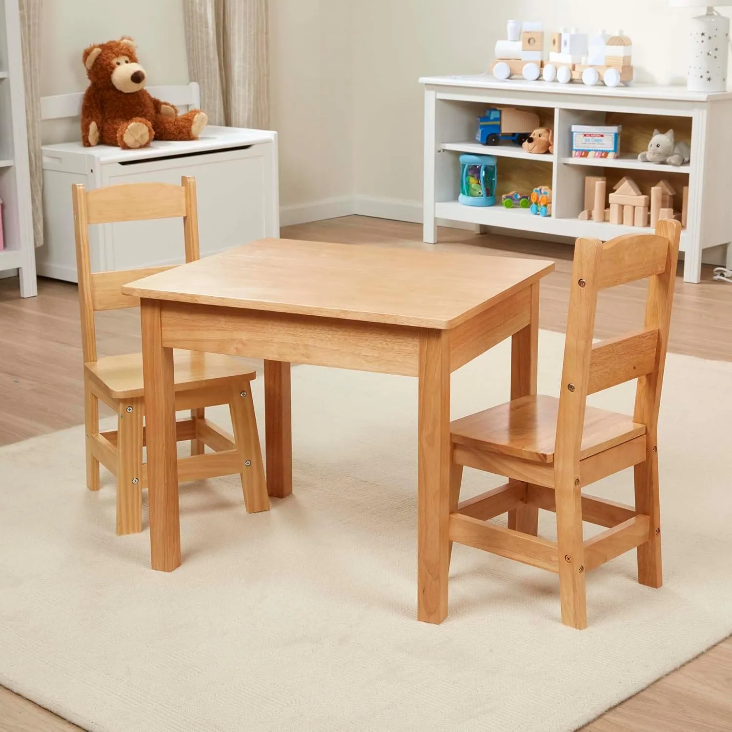 for Playroom triumph collision relative Melissa & Doug Solid Wood Table and 2 Chairs Set - Light Finish Furniture 