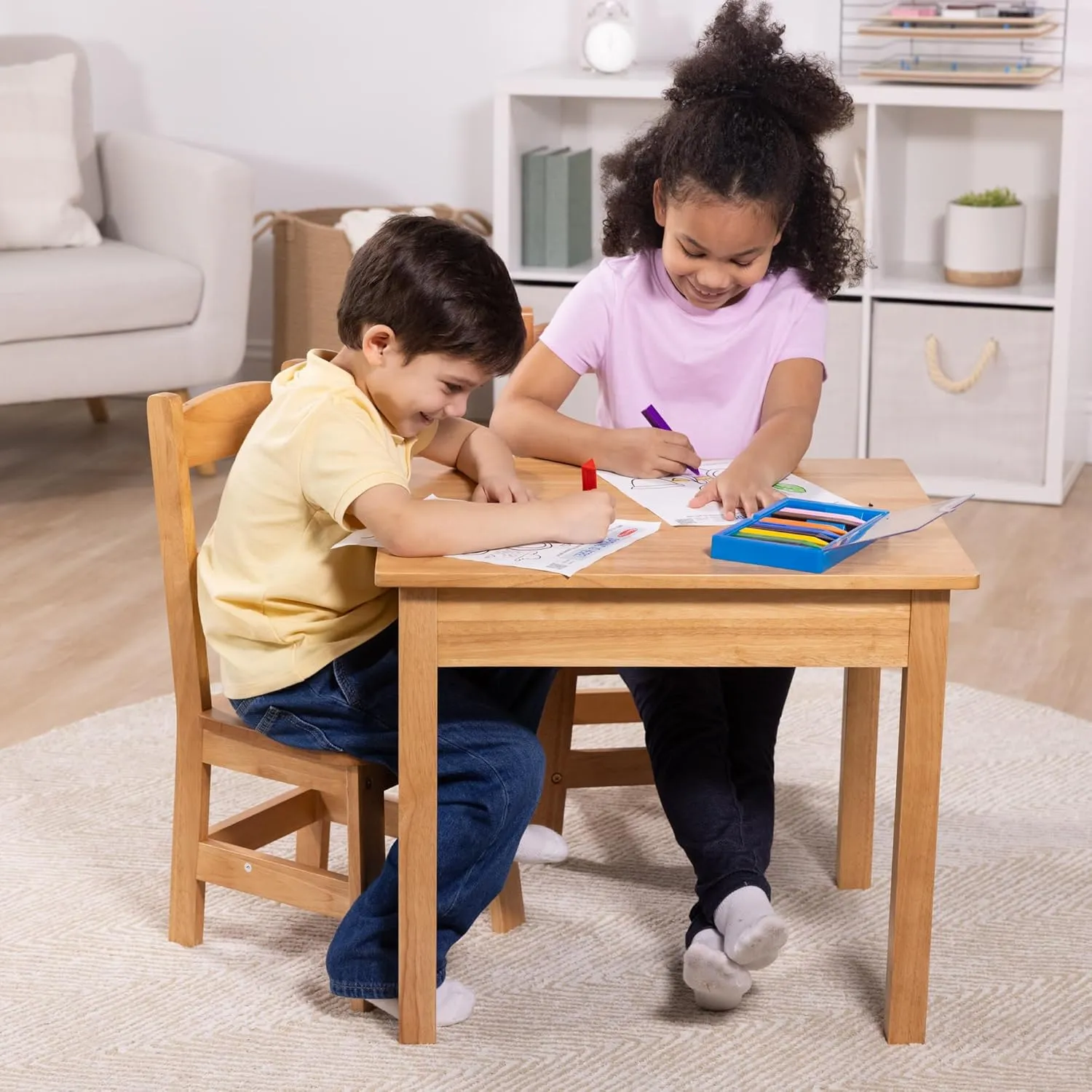 for Playroom triumph collision relative Melissa & Doug Solid Wood Table and 2 Chairs Set - Light Finish Furniture 