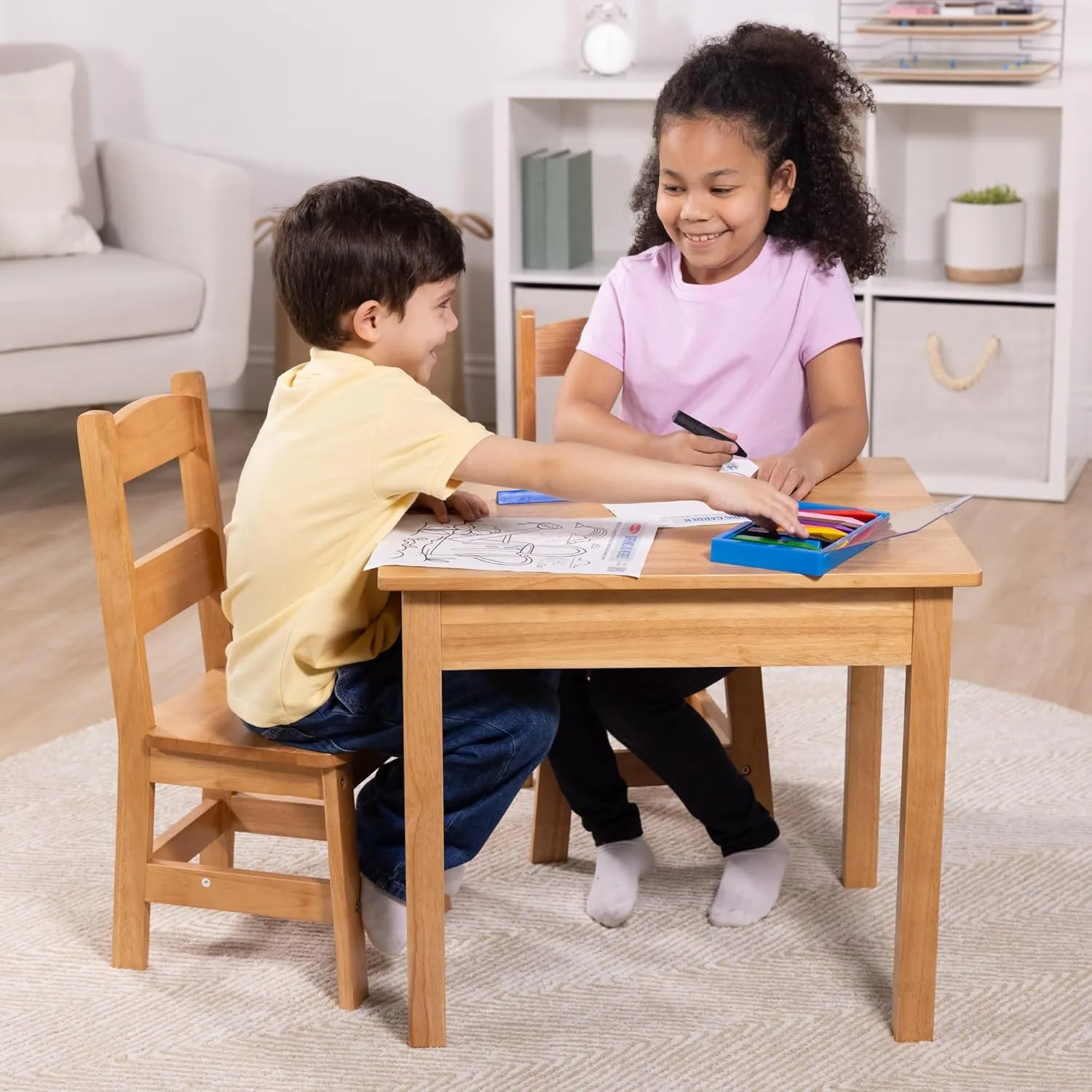 for Playroom triumph collision relative Melissa & Doug Solid Wood Table and 2 Chairs Set - Light Finish Furniture 