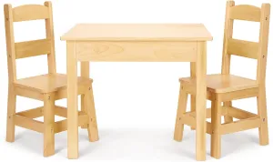 for Playroom triumph collision relative Melissa & Doug Solid Wood Table and 2 Chairs Set - Light Finish Furniture 