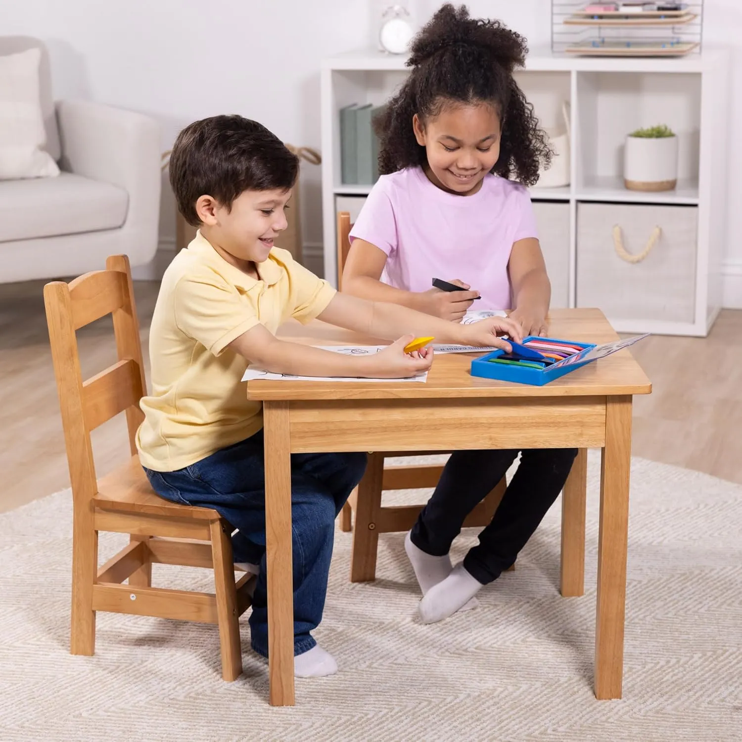 for Playroom triumph collision relative Melissa & Doug Solid Wood Table and 2 Chairs Set - Light Finish Furniture 