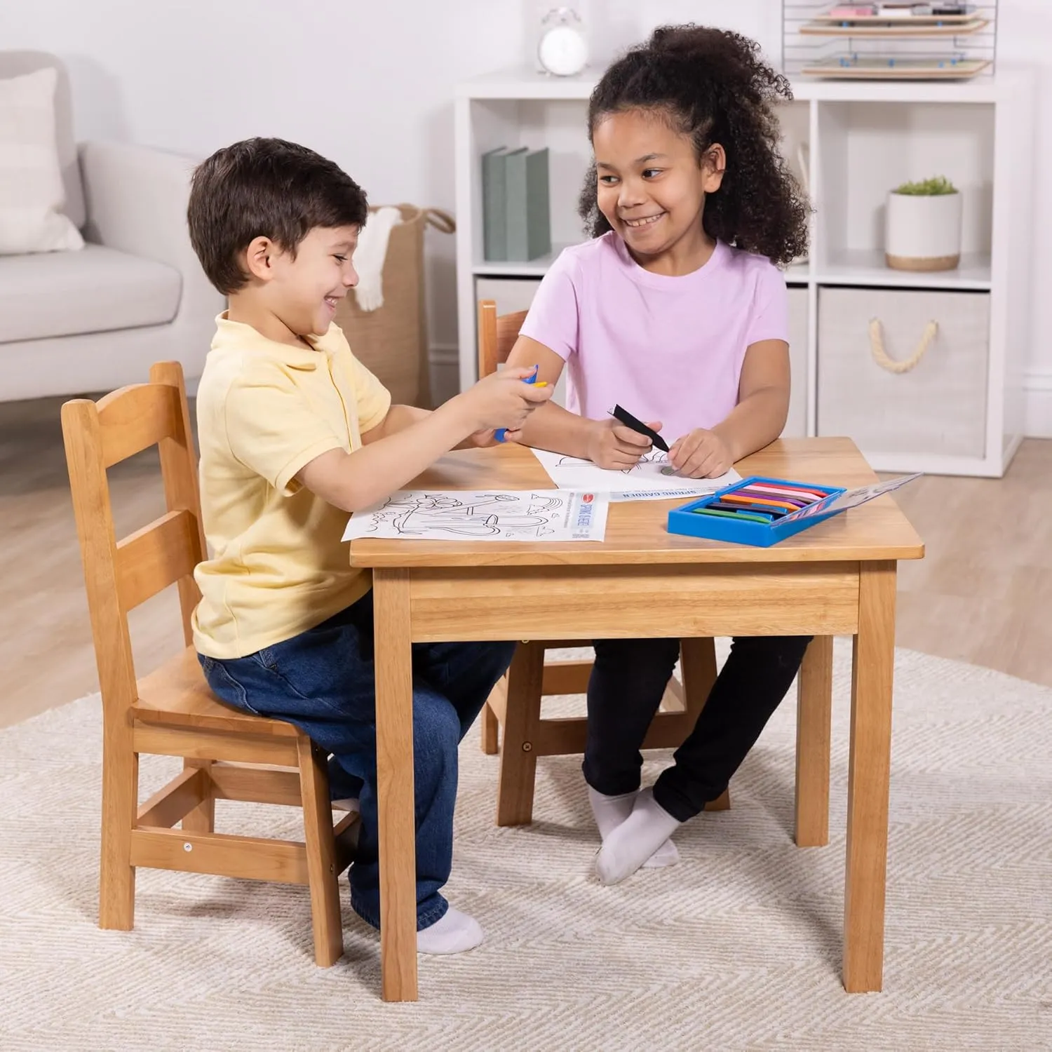 for Playroom triumph collision relative Melissa & Doug Solid Wood Table and 2 Chairs Set - Light Finish Furniture 