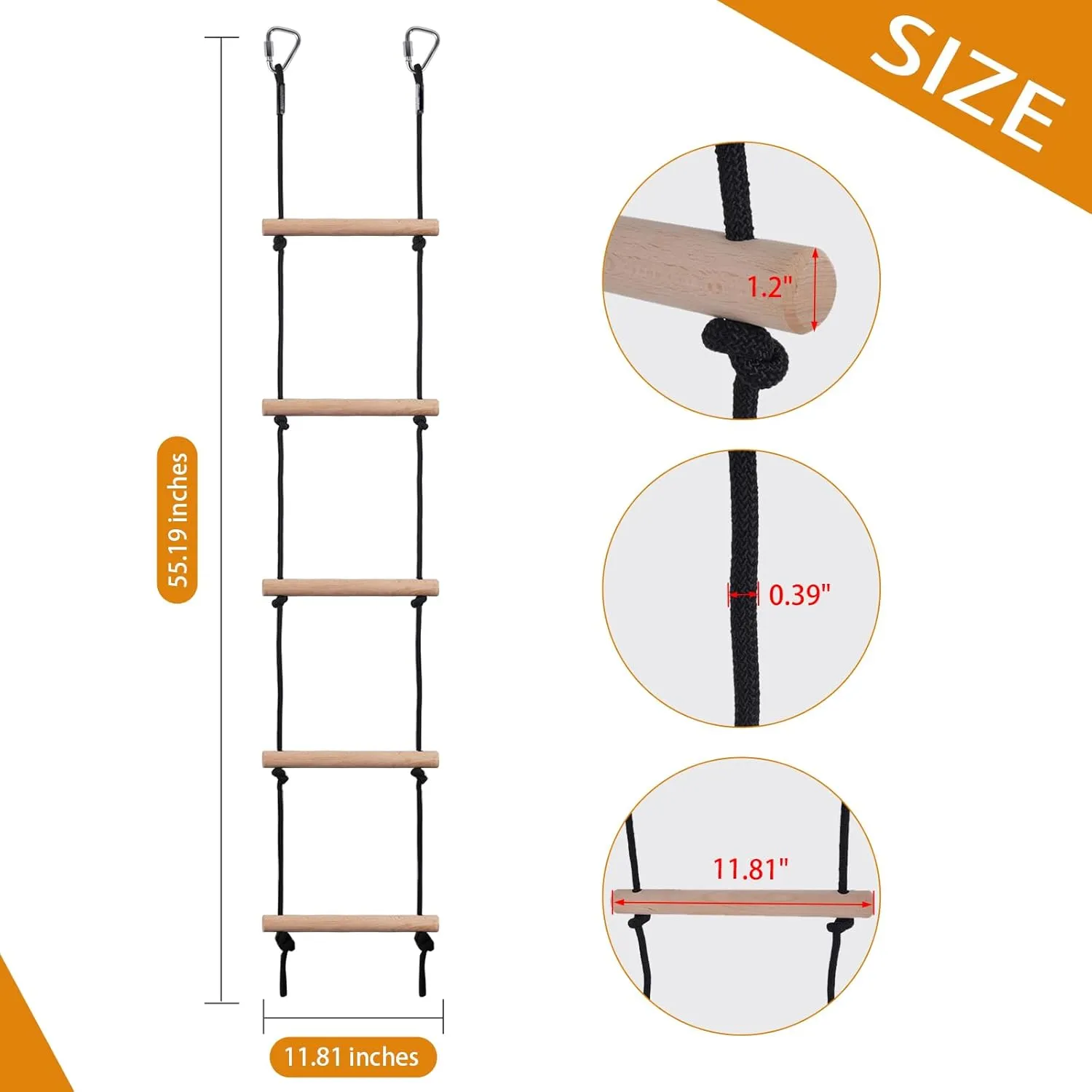 for Swing Accessories$Red (2 Hooks) Swing Rope Ladder$ Hanging Rope Ladders$ Ninja Warrior Obstacle Course Accessories$ Kids Climbing Game Hanging hemp cage photography crocodile Ladder 