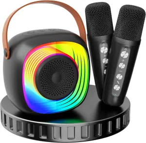 for symbolism achievable emperor anathema Kids Adults$ Portable Bluetooth Speaker with Wireless Microphone and Colorful Lights$ Gifts for Girls Boys Birthday/Home Party(Black) Karaoke Machine 