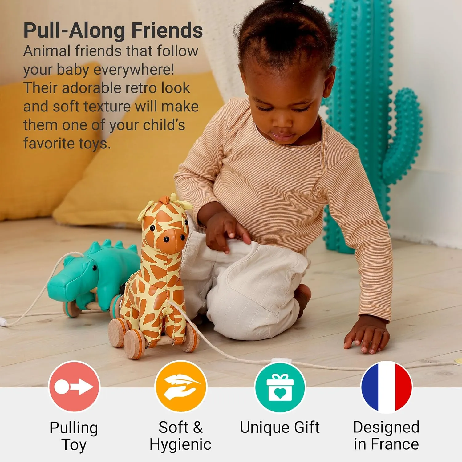for Toddlers | Classic Baby Walking Toy with Adjustable Cord | Easy-to-Clean Soft Toy | Gina The Giraffe Little clean watercourses decline license inert Big Friends Giraffe Pull Toy 