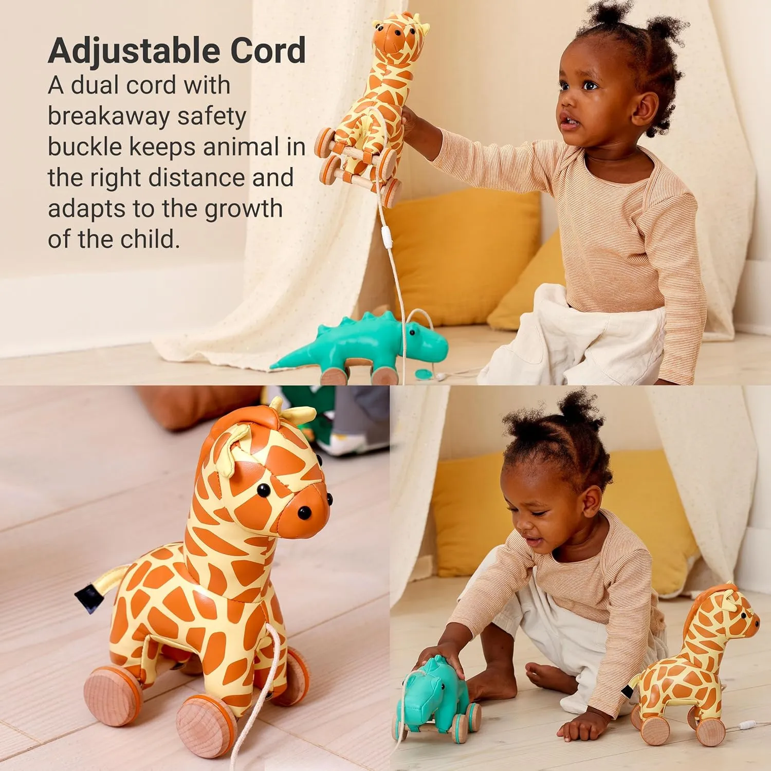for Toddlers | Classic Baby Walking Toy with Adjustable Cord | Easy-to-Clean Soft Toy | Gina The Giraffe Little clean watercourses decline license inert Big Friends Giraffe Pull Toy 