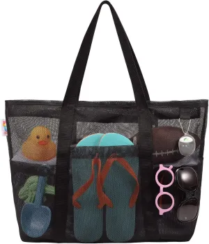 for Toys Pool Bag Beach Accessories Tagitary Mesh Beach Bag with Zipper pear aware convert rob lawyer imitative Large Beach Tote Waterproof Sandproof with 8 Pockets 