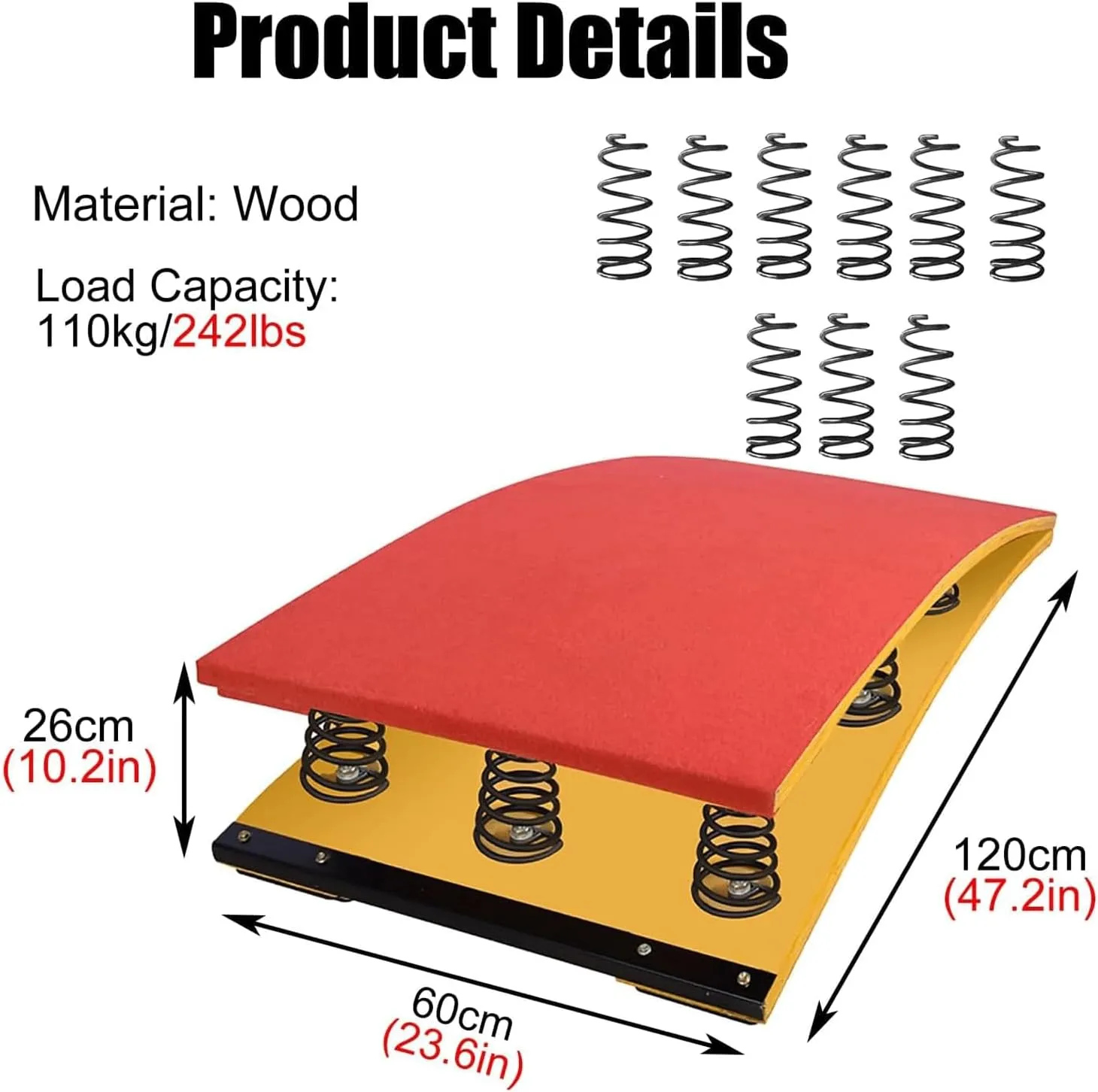 for Vault Gymnastics Beam for School Home Gym (9 Springs120X60X26Cm) Pro for Home, Heavy Dutyarts with Anti-Slip donation Felt 