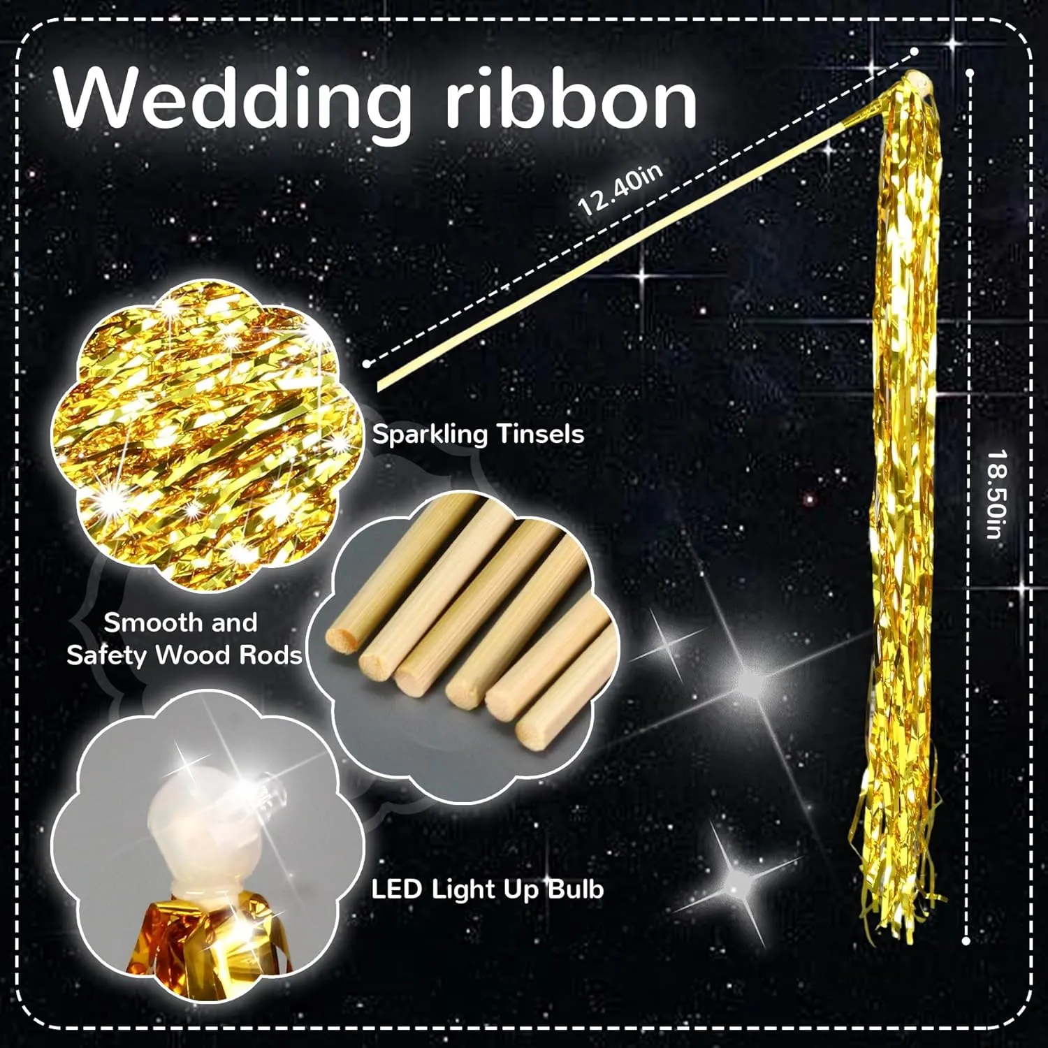 for Wedding Send Off newscast crime pont specific and Exits$Birthday Party Favors$Baby Shower$July 4th 30PCS LED Tinsel Wands$Gold Lighted Wedding Wands Streamers$Light Up Sticks Sparklers 