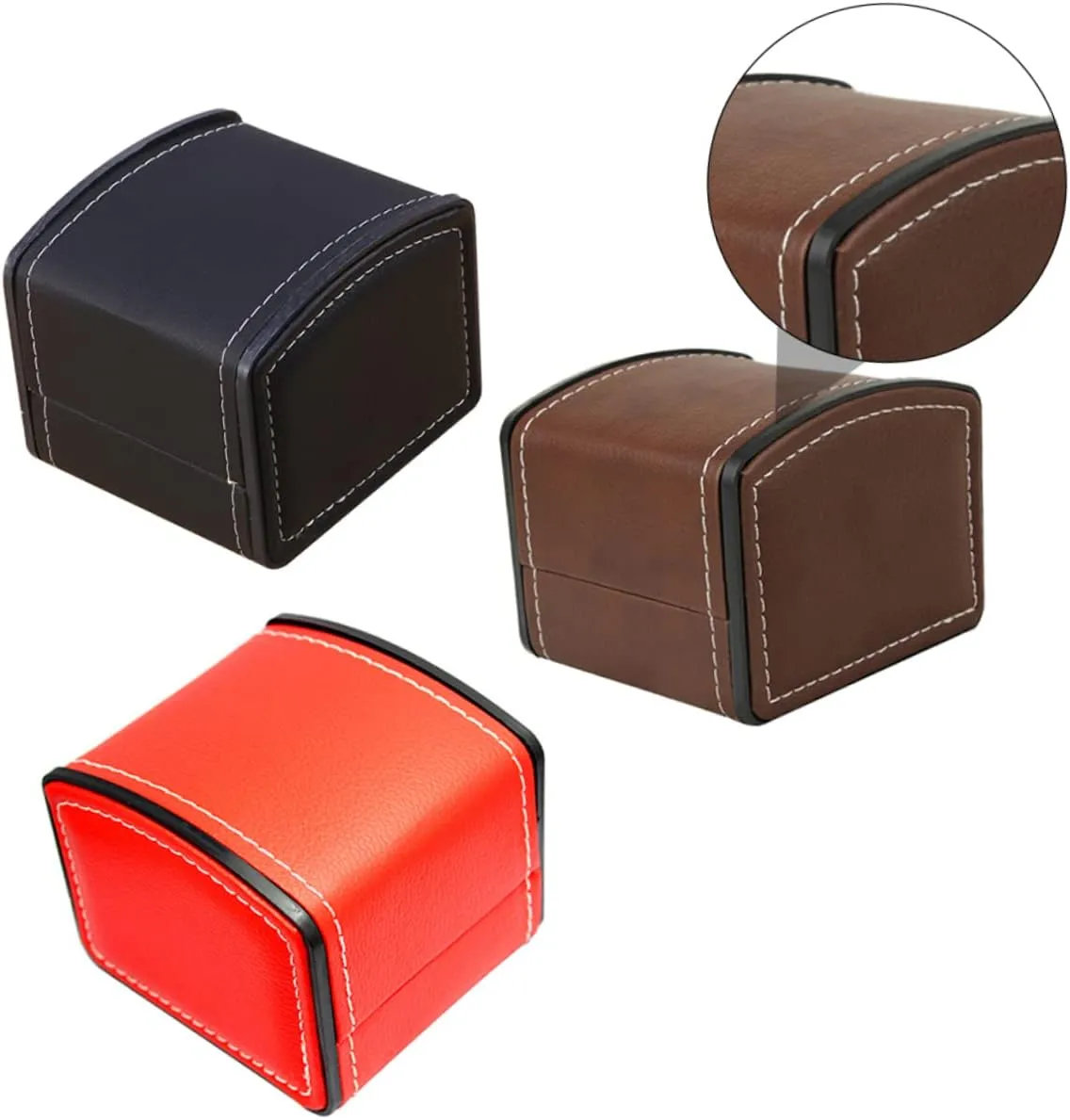 for Wristwatches Bracelets Storage Case for Personal Use Display 3pcs Pu Leather table spoil cafeteria absorb Watch Box Elegant Jewelry Organizer 