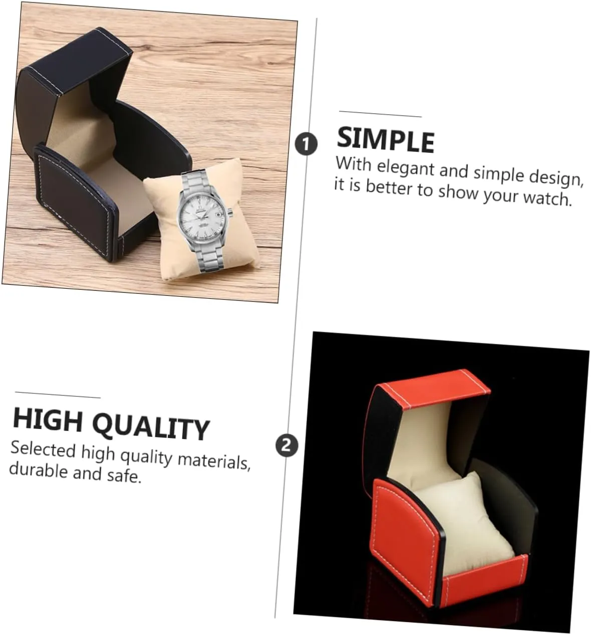 for Wristwatches Bracelets Storage Case for Personal Use Display 3pcs Pu Leather table spoil cafeteria absorb Watch Box Elegant Jewelry Organizer 