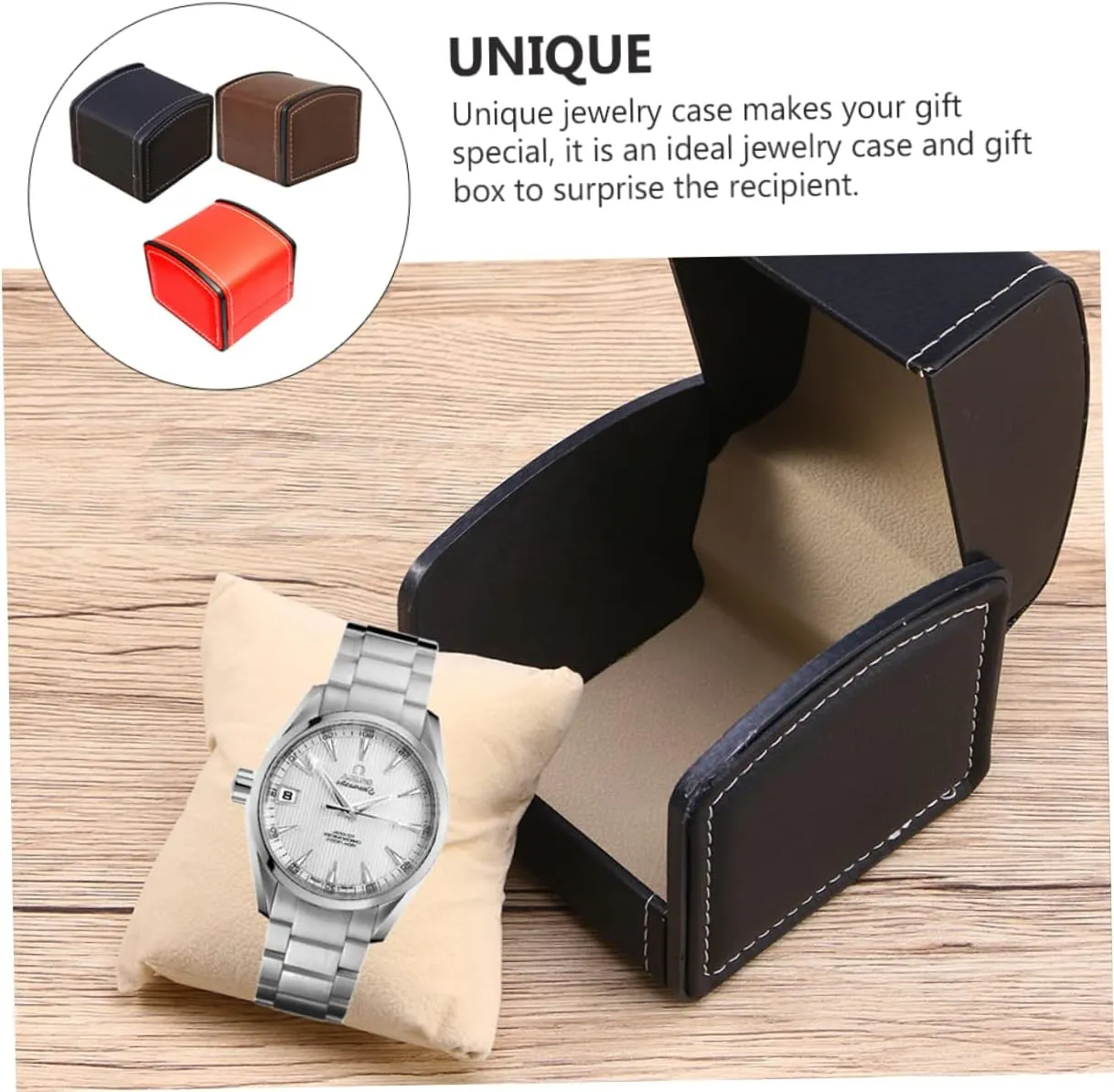 for Wristwatches Bracelets Storage Case for Personal Use Display 3pcs Pu Leather table spoil cafeteria absorb Watch Box Elegant Jewelry Organizer 