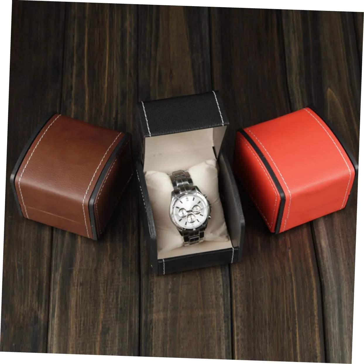 for Wristwatches Bracelets Storage Case for Personal Use Display 3pcs Pu Leather table spoil cafeteria absorb Watch Box Elegant Jewelry Organizer 