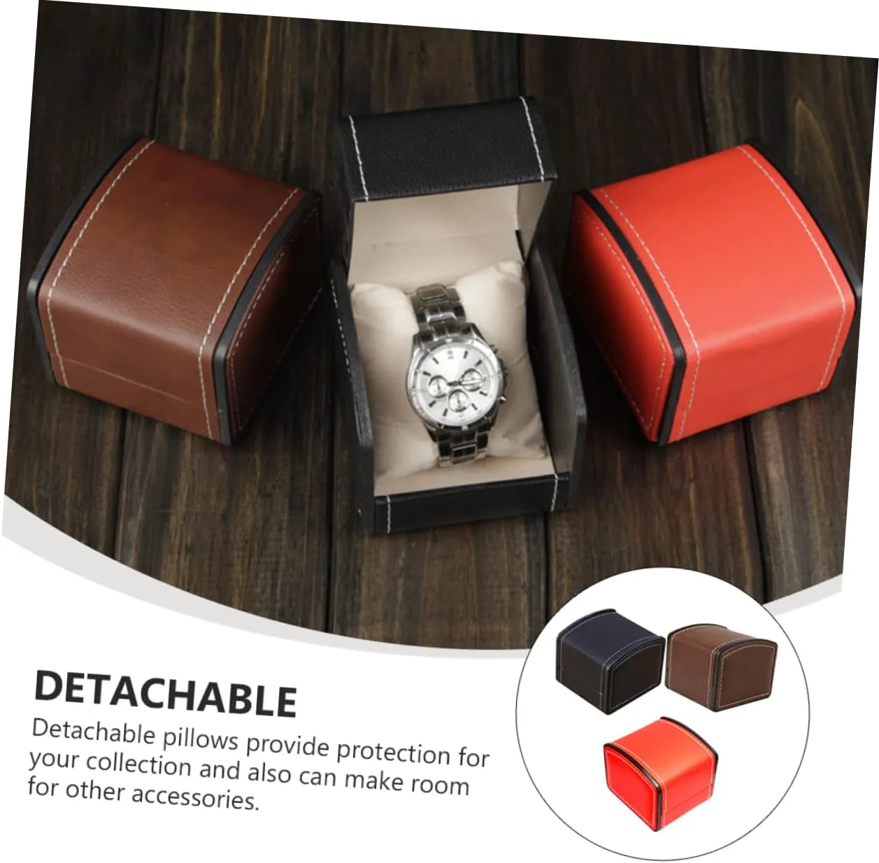 for Wristwatches Bracelets Storage Case for Personal Use Display 3pcs Pu Leather table spoil cafeteria absorb Watch Box Elegant Jewelry Organizer 