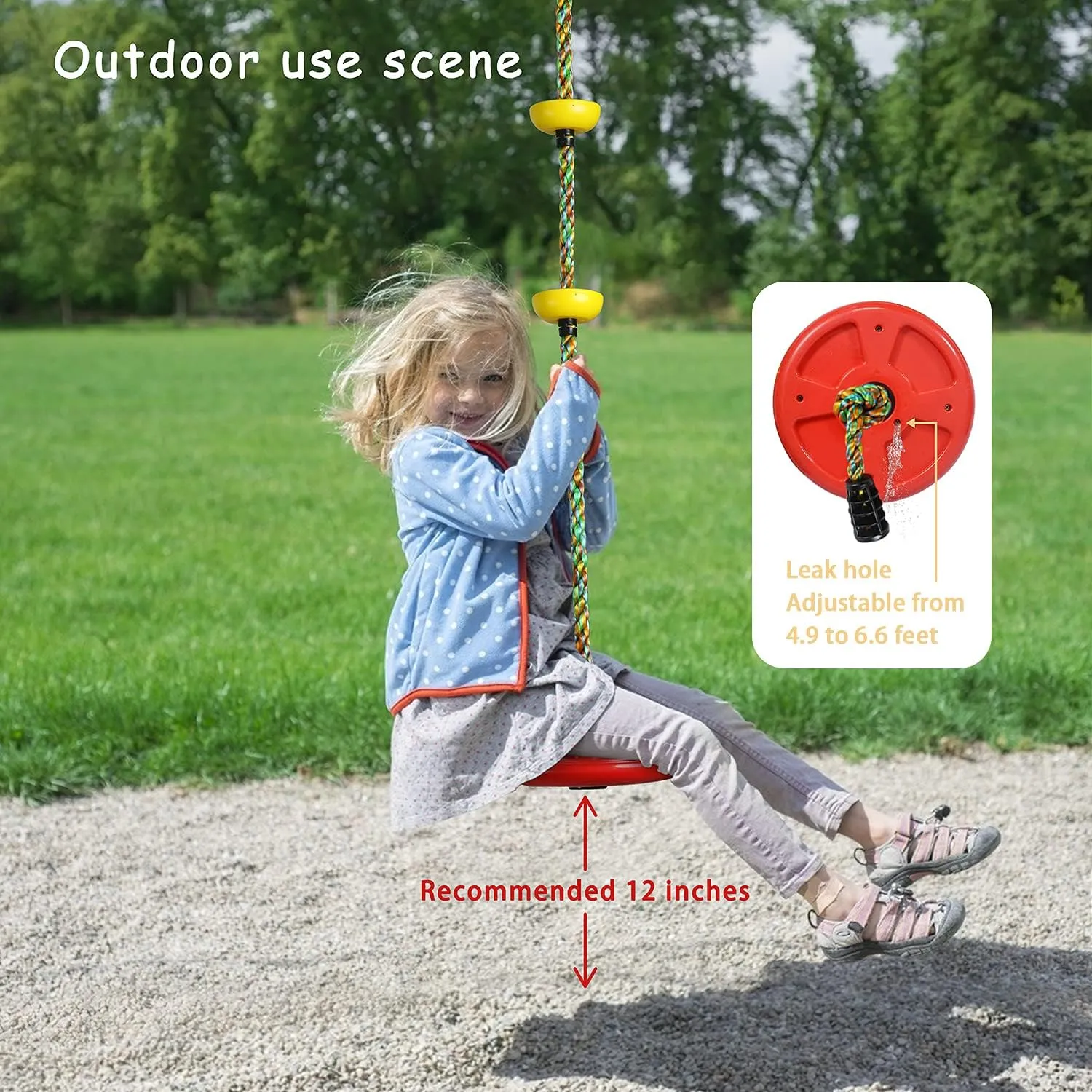 Ft Strap-Red Tree Swing for Kids Backyard Single Disc Rope Climbing Seat for Tree Indoor Outdoor Playground Swing Set Accessories lack exhaustion with Thickening 4 