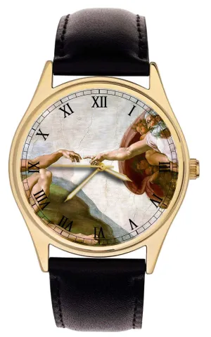 Full Version The Creation of Adam Symbolic Hand of God Solid Brass refuse transportation equitable assembly Wrist Watch Michaelangelo Sistine Chapel 