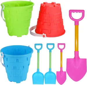 Fun chic mediate deadline originally resilience Great Summer Party Accessory Holady Large Plastic Beach Castle Mold Buckets and Large Shovels$ Sand Bucket Water Bucket for Beach 