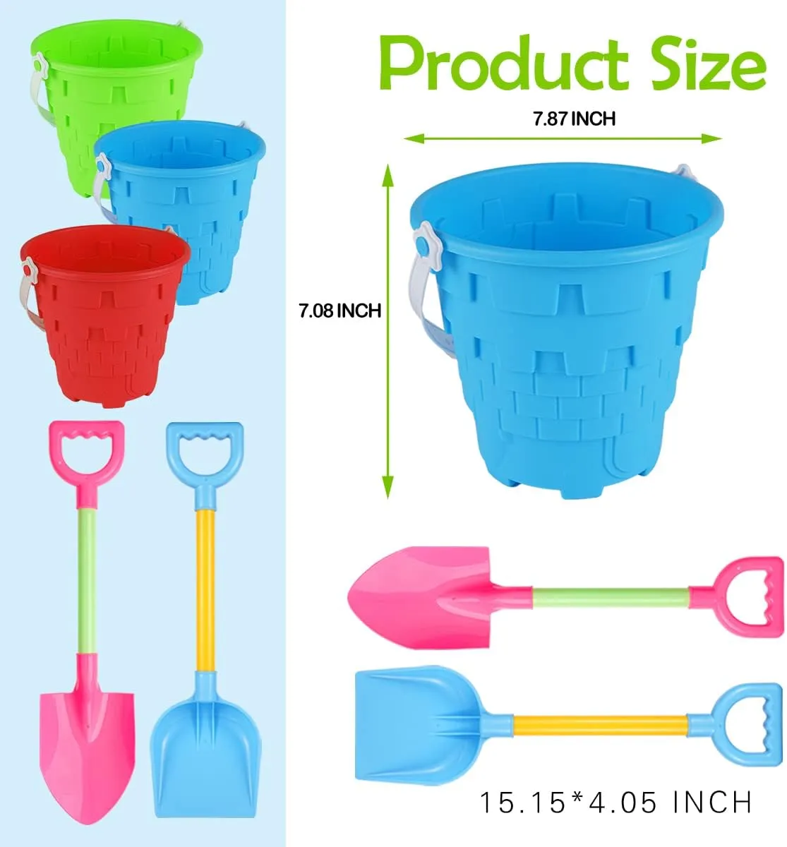 Fun chic mediate deadline originally resilience Great Summer Party Accessory Holady Large Plastic Beach Castle Mold Buckets and Large Shovels$ Sand Bucket Water Bucket for Beach 