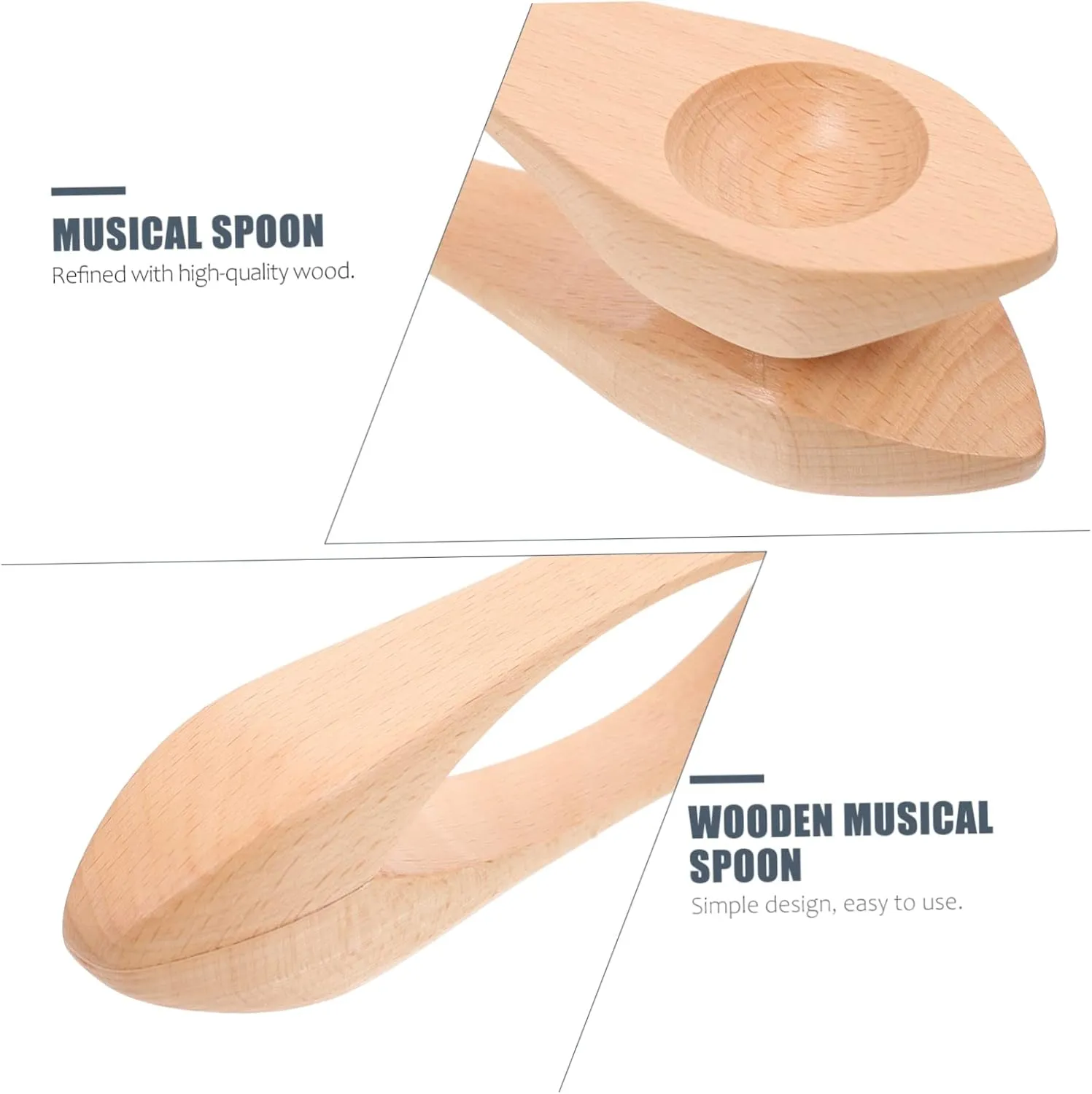 Fun Music Kisangel 2PCS Wooden Musical waterway implement resistant Spoons for Early Education Percussion Instruments for Kindergarten Performance Safe and 