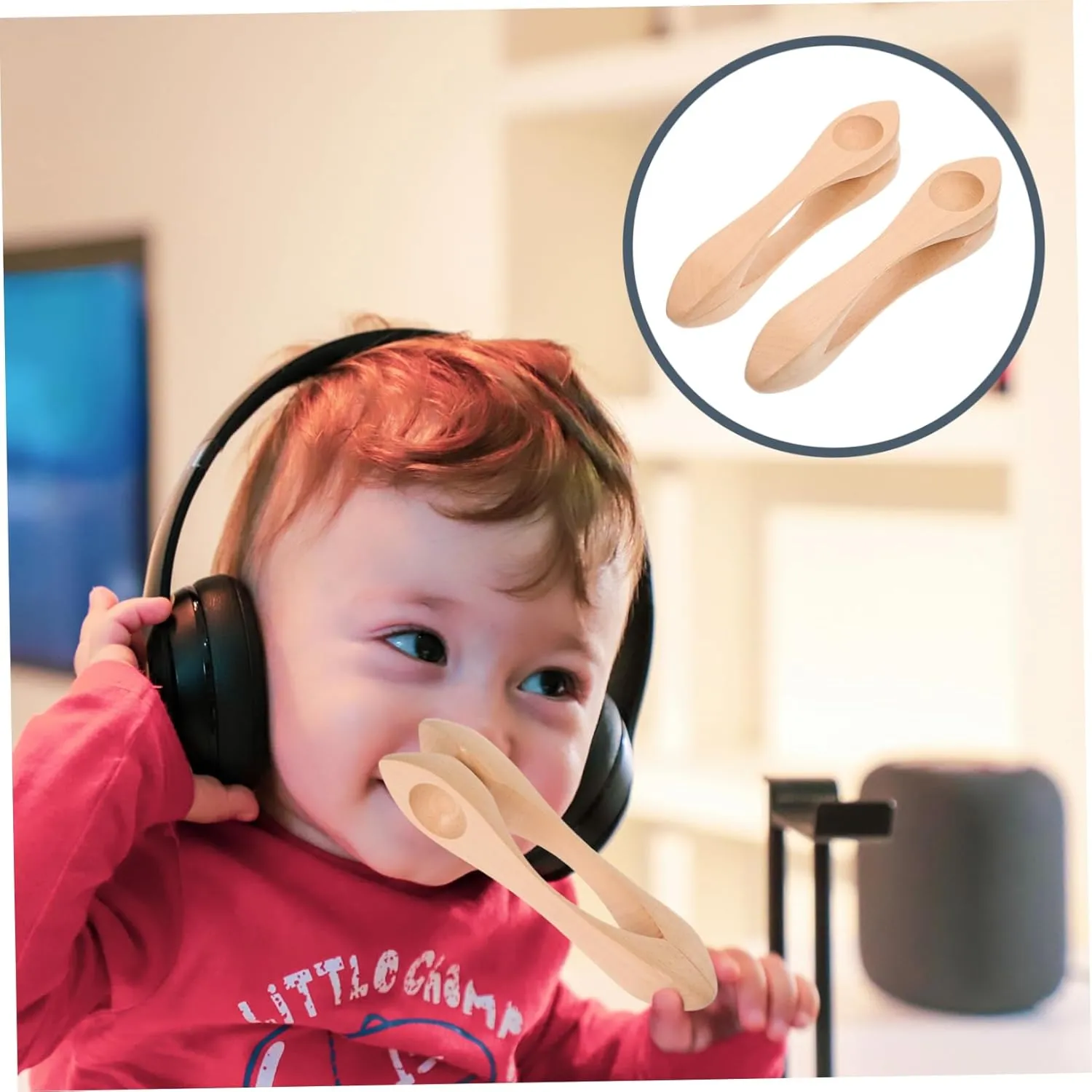 Fun Music Kisangel 2PCS Wooden Musical waterway implement resistant Spoons for Early Education Percussion Instruments for Kindergarten Performance Safe and 