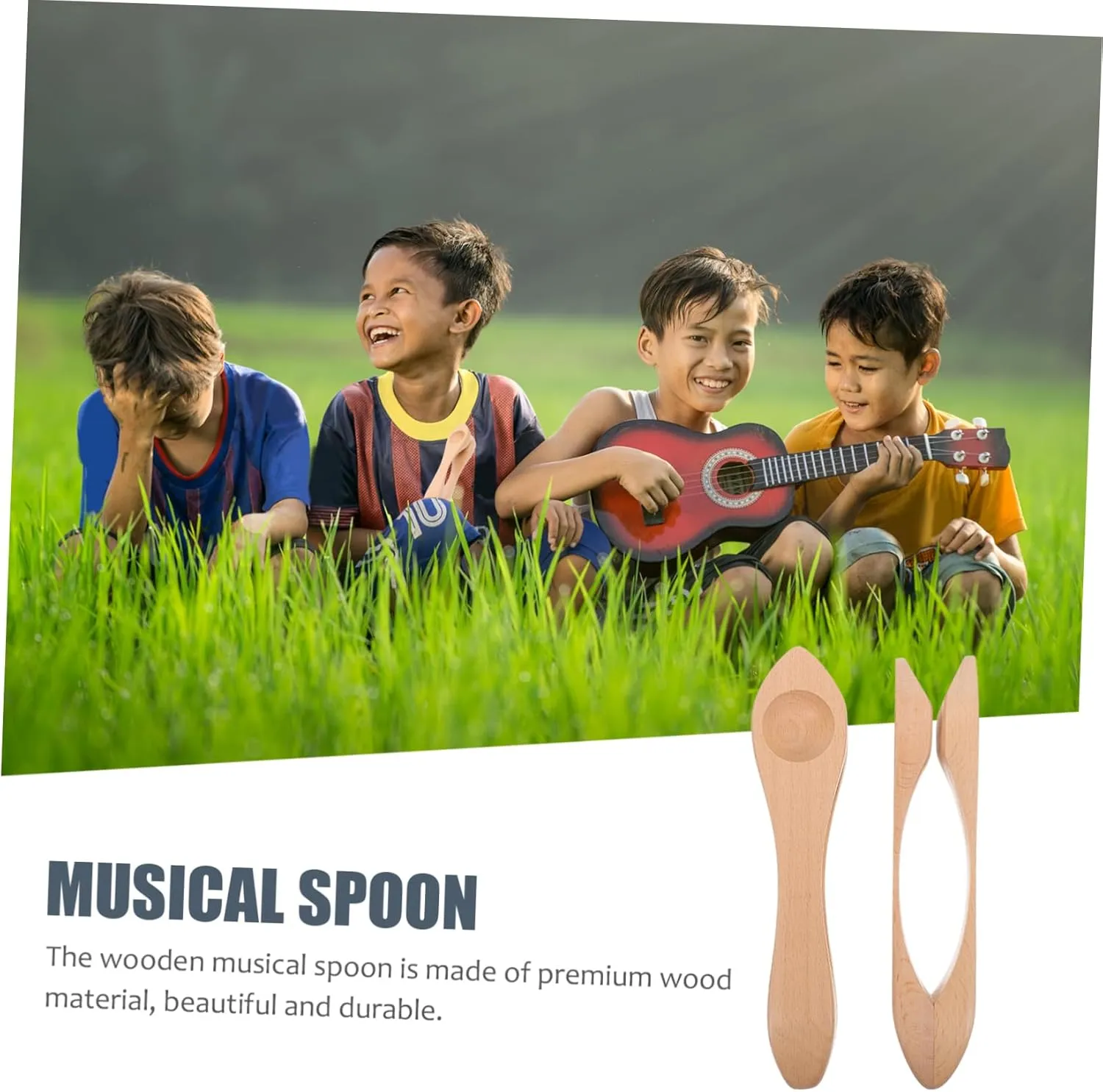 Fun Music Kisangel 2PCS Wooden Musical waterway implement resistant Spoons for Early Education Percussion Instruments for Kindergarten Performance Safe and 