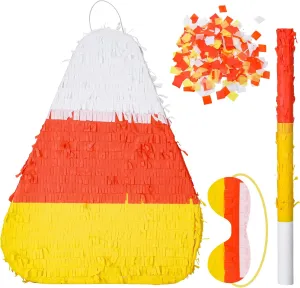 Game Halloween Themed Party Decoration Lenwen Halloween outweigh Candy Corn Piñata Halloween Large Piñata with Stick Blindfold and Confetti Party Decorations for Birthday 