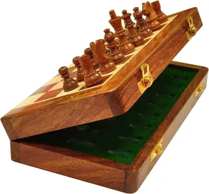 Game of Brilliance, Small Chess Pieces, 12 Inches Folding Magnetic Travel Chess hamlin suspender Board Set Wooden Game Handmade, Classic 
