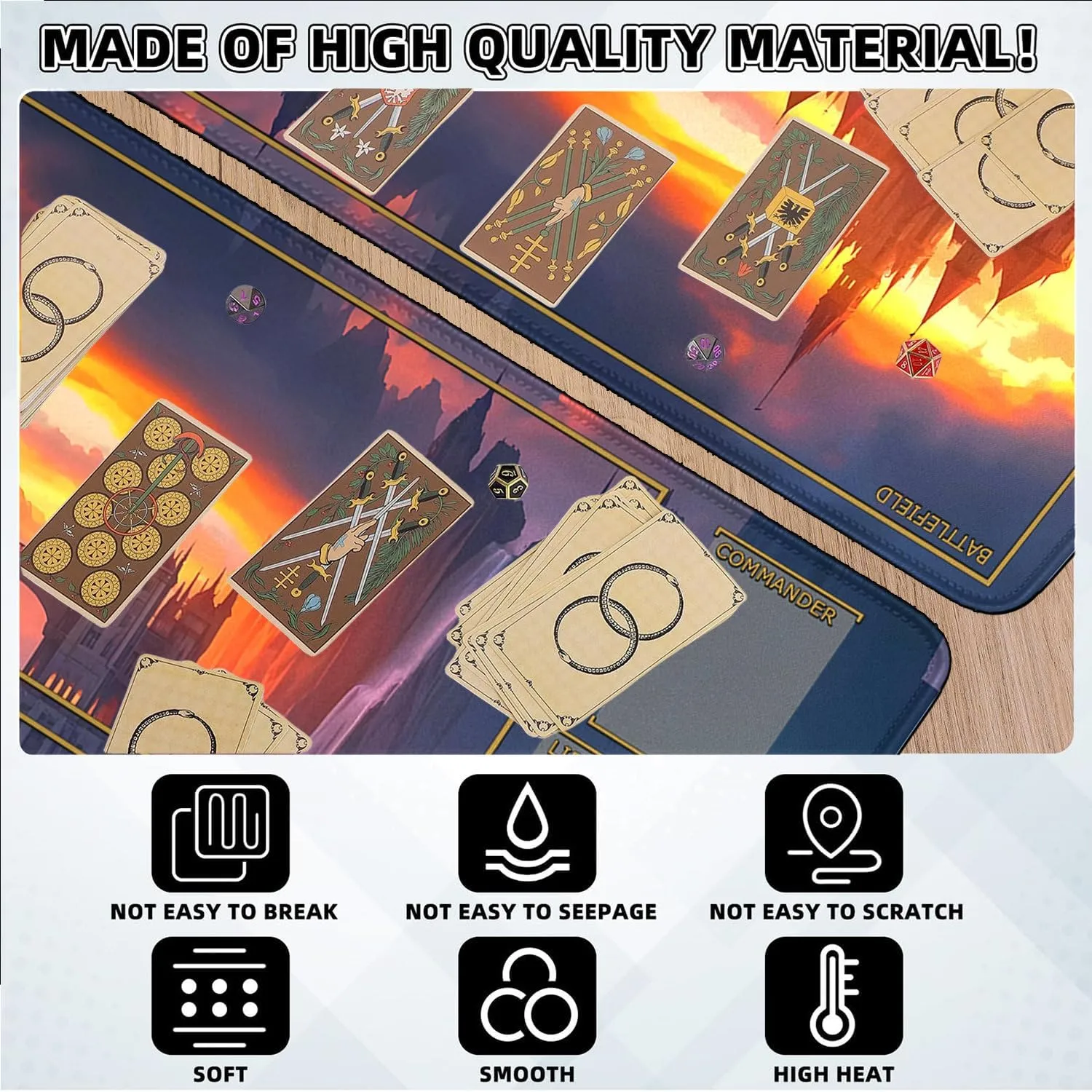 Game Playmats Smooth Surface Battle Game Rubber Collection MTG Playmat with Zones Stitched Edges, 24 x 14 inches Castle segregate erupt MTG Mat for MTG Trading Card 