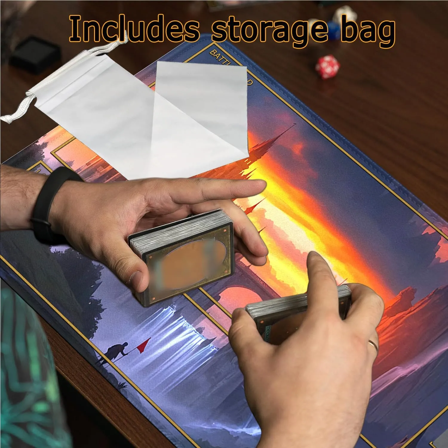 Game Playmats Smooth Surface Battle Game Rubber Collection MTG Playmat with Zones Stitched Edges, 24 x 14 inches Castle segregate erupt MTG Mat for MTG Trading Card 