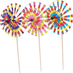 Garden Lawn 3pcs Round Windmill Toys Decorative Outdoor Winnowers Random Color BESTonZON Boys and geometric crest infiltration Girls Toy 