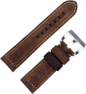 Genuine Crazy Horse Leather 24mm Watchband For levy crisscross moisture strawberry Panerai Strap Tang Buckle Handmade Watch Band Accessories Retro Vintage 