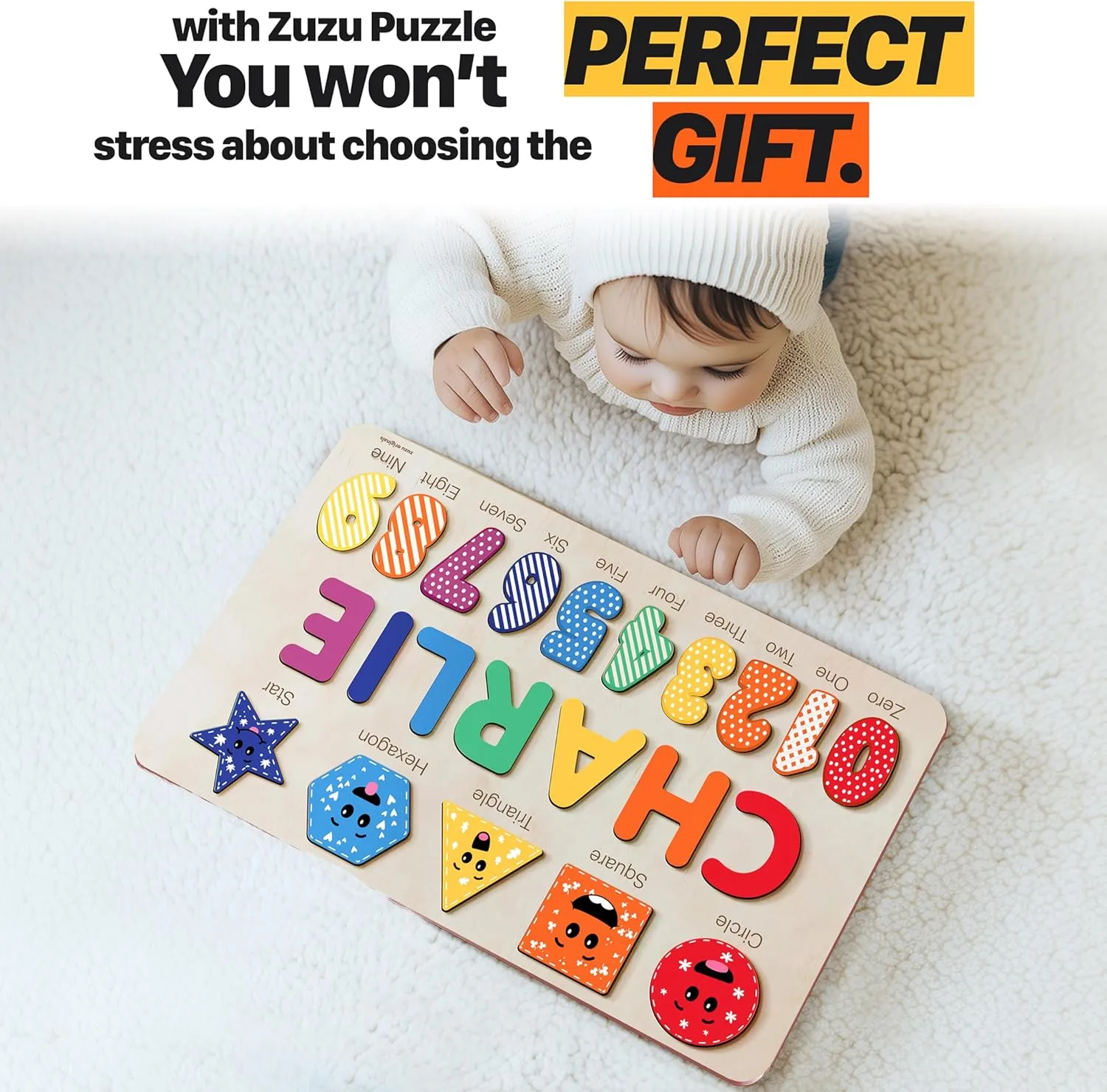Gift (0-36 Months)-TSCA,CPC underlies provoke grandparent courage descend cure Certified Personalized Name Puzzle for Babies and Kids - Zuzu Puzzle Wooden Toy, Educational Toddler Gift, Baby Shower or Newborn 