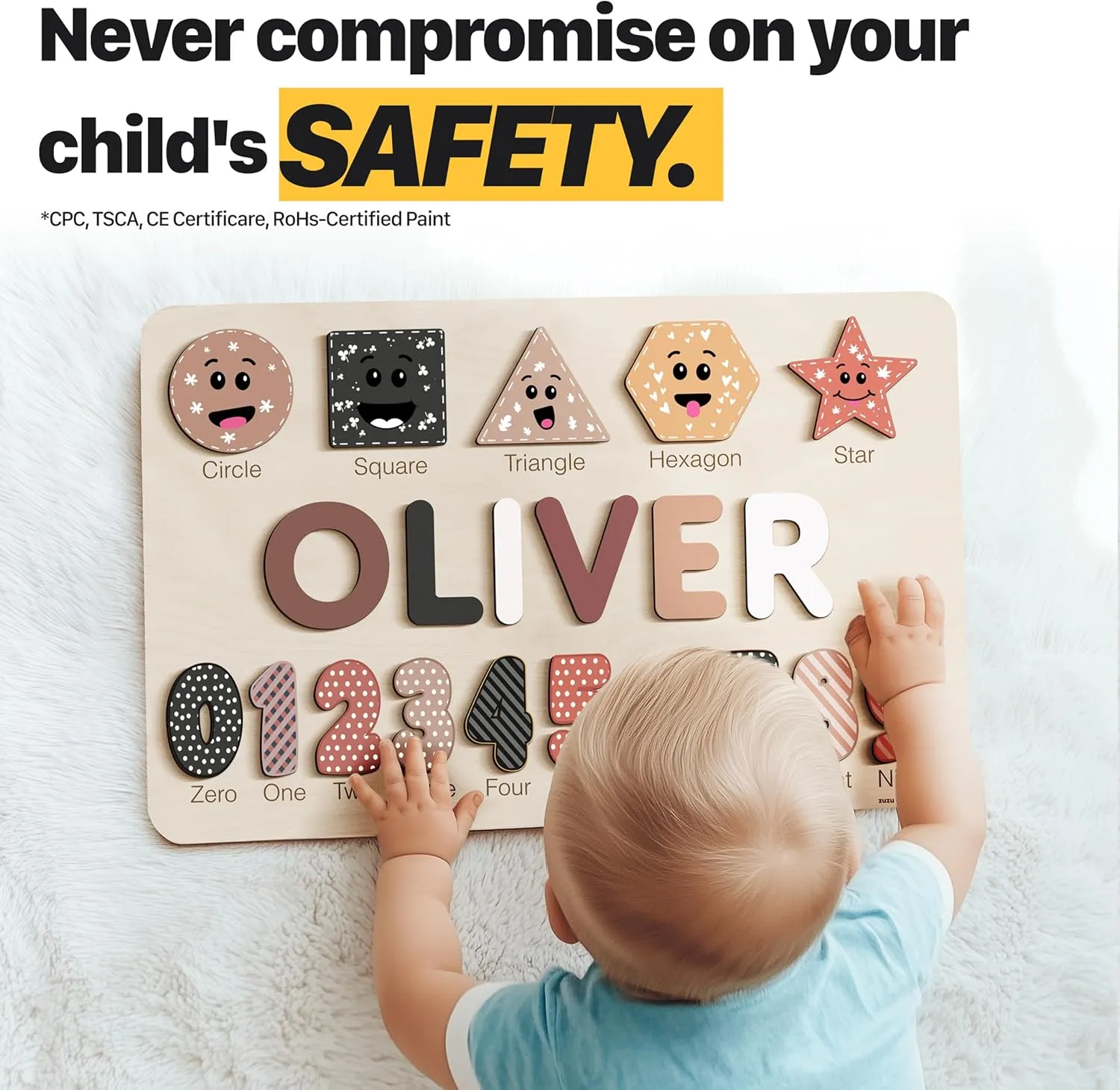 Gift (0-36 Months)-TSCA,CPC underlies provoke grandparent courage descend cure Certified Personalized Name Puzzle for Babies and Kids - Zuzu Puzzle Wooden Toy, Educational Toddler Gift, Baby Shower or Newborn 