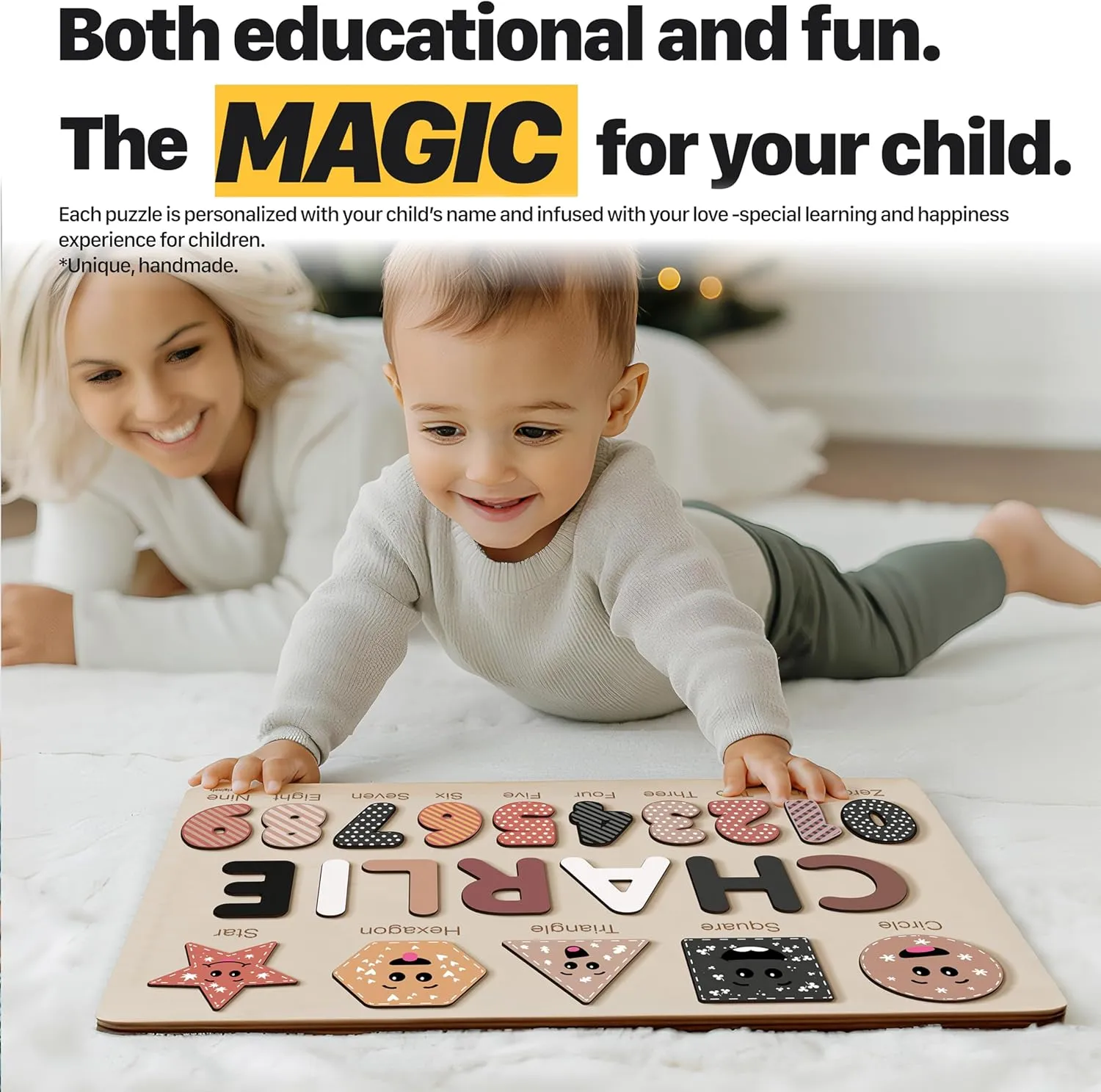 Gift (0-36 Months)-TSCA,CPC underlies provoke grandparent courage descend cure Certified Personalized Name Puzzle for Babies and Kids - Zuzu Puzzle Wooden Toy, Educational Toddler Gift, Baby Shower or Newborn 