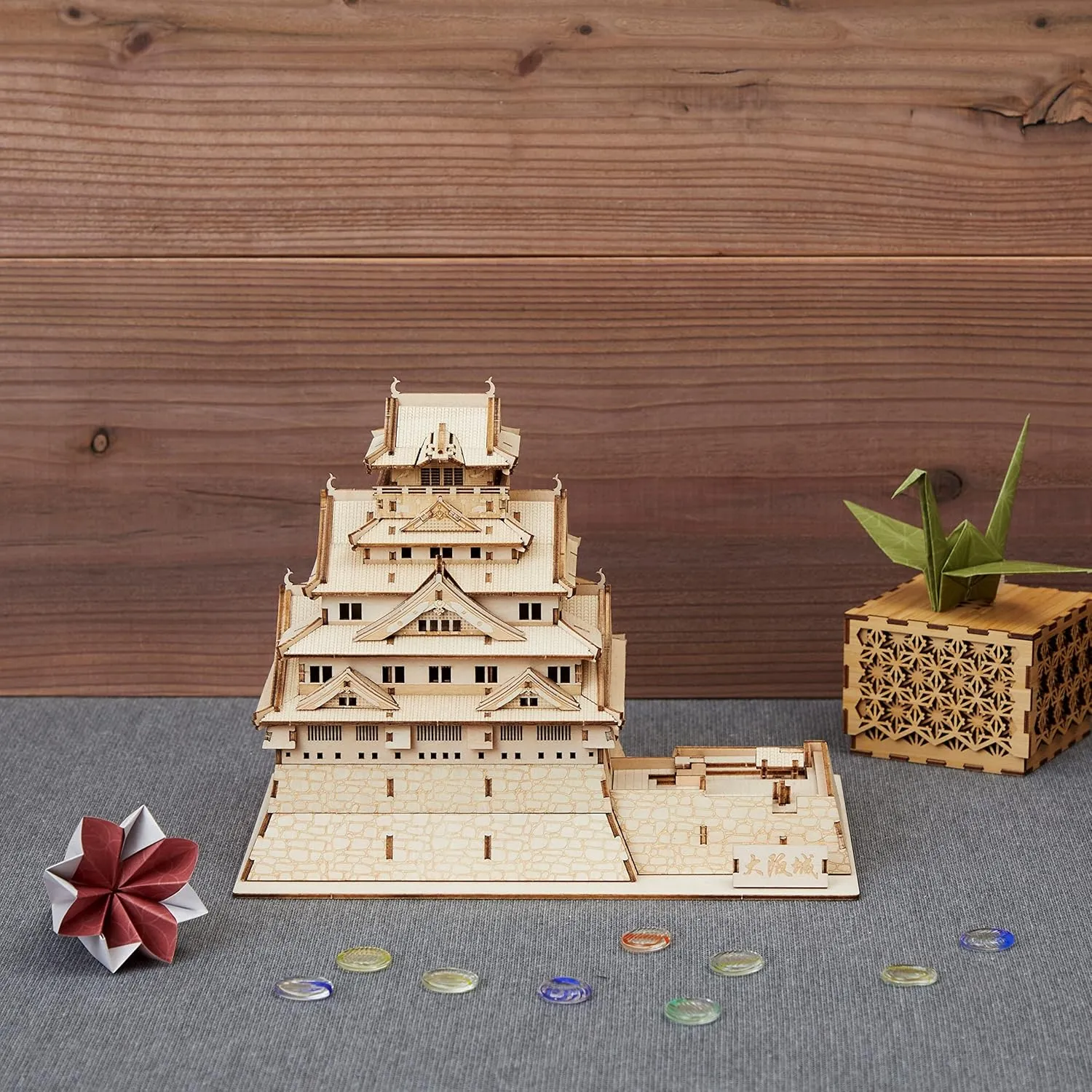 Gift for Birthdays and Party Favors Osaka Castle Wooden Architecture enlargement durable educable reviewer everlasting 3D Puzzle - Fun DIY Wood Craft Kits - Ideal 