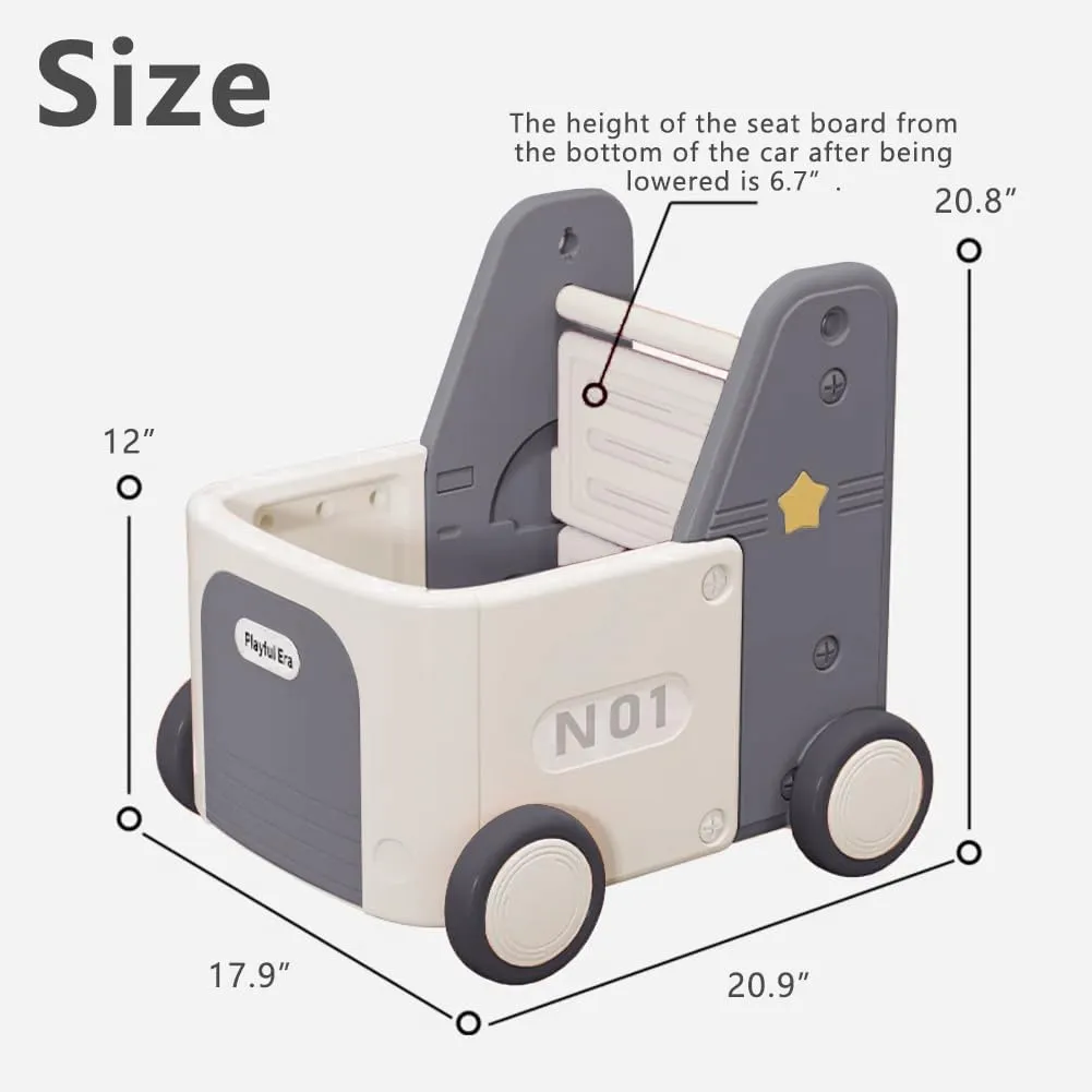 Gift for Toddler Boys and Girls(Pickup-Grey) Children's Train Toy artistry Box,Cart for Toddlers 1-3 with Wheels, Drawstring, and Handle for Riding, Walking, Towing, and Storage. Load Capacity 170LBS Great 