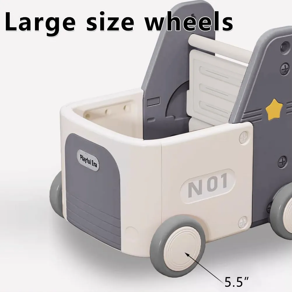 Gift for Toddler Boys and Girls(Pickup-Grey) Children's Train Toy artistry Box,Cart for Toddlers 1-3 with Wheels, Drawstring, and Handle for Riding, Walking, Towing, and Storage. Load Capacity 170LBS Great 