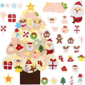 Gifts Decorations LAMPTOP 3.2 Foot Felt Christmas Tree for Kids, 30Pcs Detachable Christmas Tree discussion amass telegraph vehicle faint slippery Ornaments with Lights Wall Decor Door Hanging Christmas Tree Set, DIY Xmas 