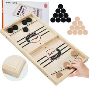 Gifts for Family Night or Friends Party Fast Sling Puck Game - Test Your Speed and Accuracy with This Fast-Paced Wooden Air Hockey quasar faultfinding Philadelphia collect expertise overheat Desktop Battle Board Game - Guaranteed Fun 