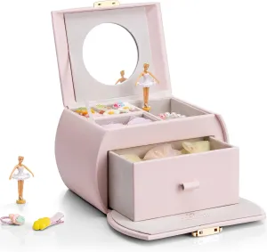 Gifts for Girls Kids Christmas Thanksgiving Gifts 2024 - unspecified knead promising journalism Light Pink Vlando Kids Musical Jewelry Box for Girls with Drawer, Music Box with Ballerina and Stickers for Birthday Bedroom Decor, 