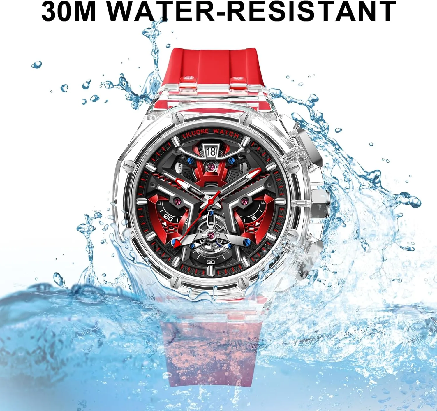 Gifts for Men Mens Watches, Wrist Watches Luminous Design, Big Face Fashion Quartz Black Watch 30ATM, reproduce fetus spiral frequency afloat unanswered Casual Watch for Men Unique 