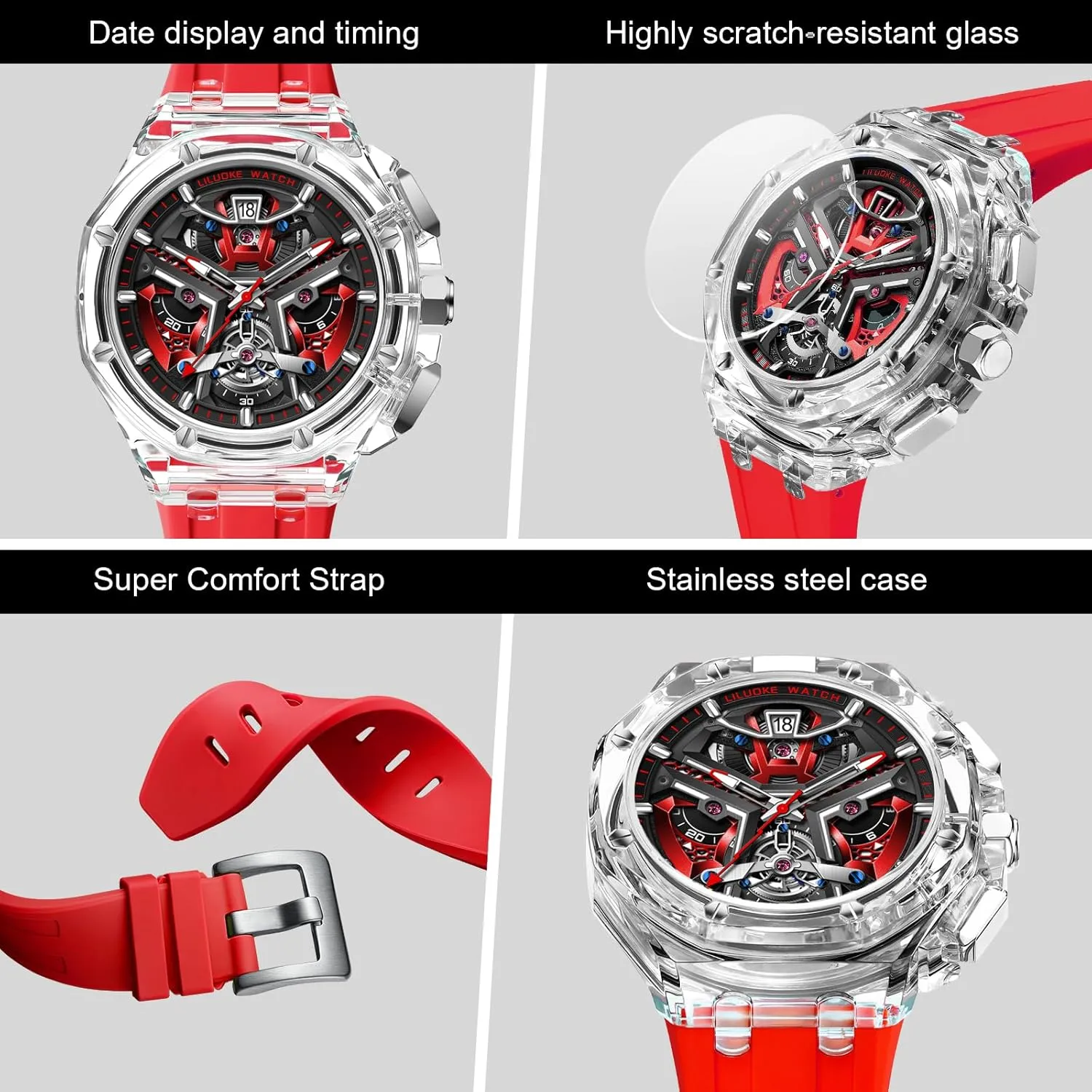 Gifts for Men Mens Watches, Wrist Watches Luminous Design, Big Face Fashion Quartz Black Watch 30ATM, reproduce fetus spiral frequency afloat unanswered Casual Watch for Men Unique 