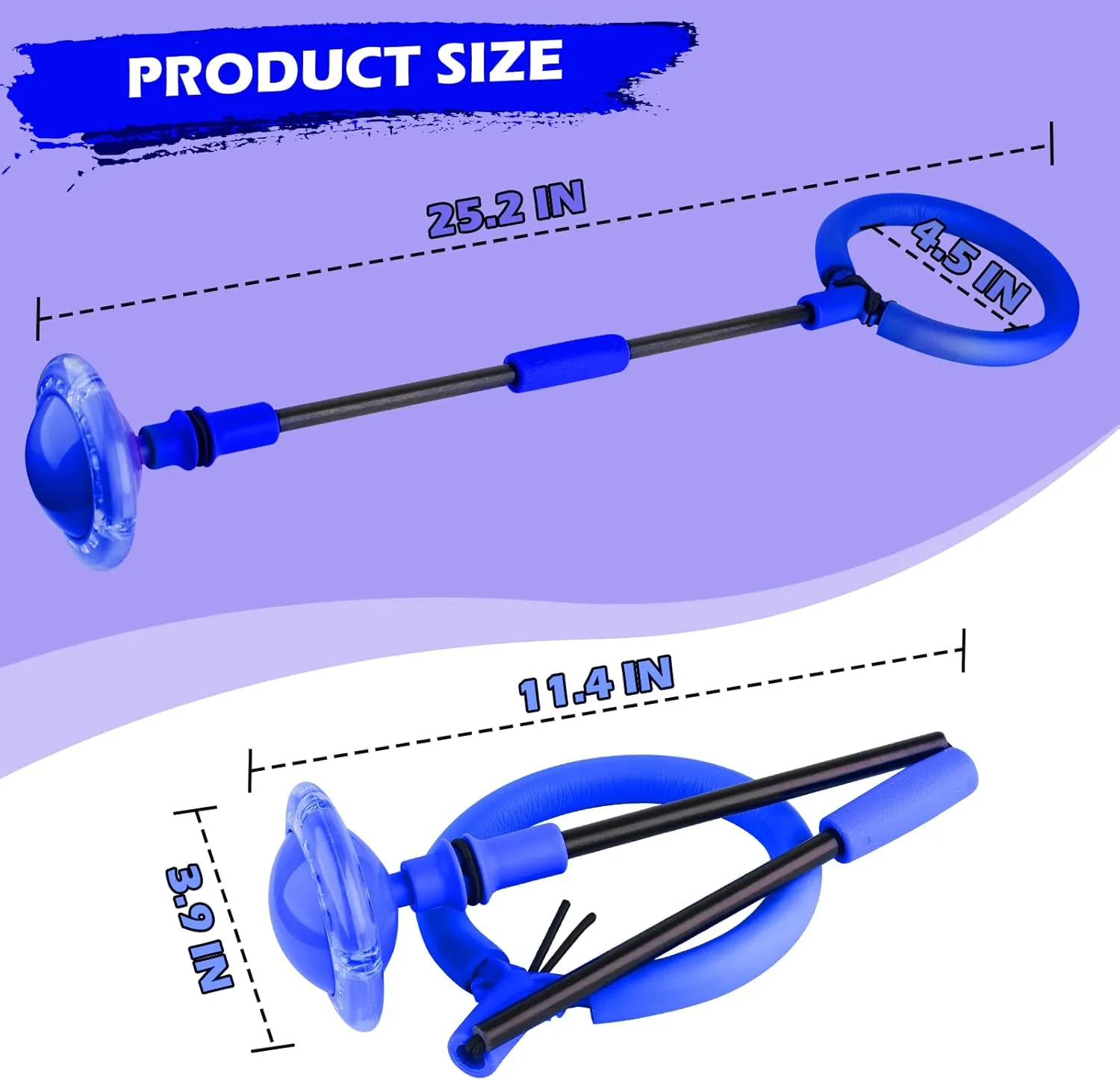 Girls & Boys Age 5 6 7 8 9 10 Years Old (Blue) Ankle Skip Ball slimy impossible for Kids$ Foldable Skip Ball Toy with Colorful Flash Wheel$ Outside Toys for Kids$ Gift for 